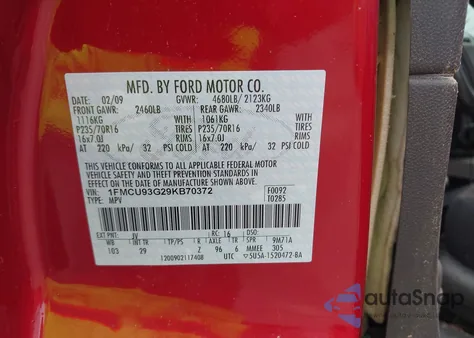 2009 Ford Escape Xlt z USA, uszkodzony, nr VIN 1FMCU93G29KB70372